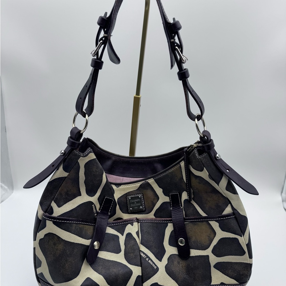 Dooney & Bourke Giraffe Print Shoulder Bag - Black and Brown